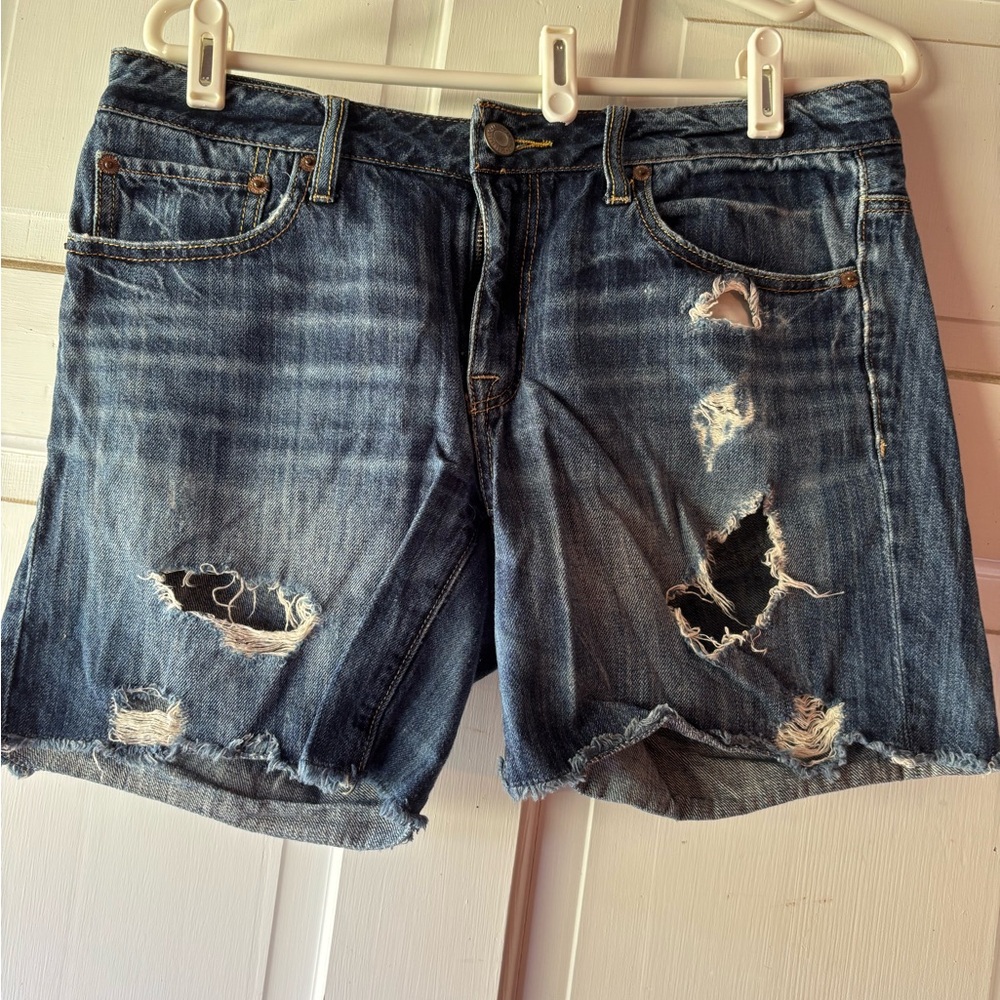 American Eagle Outfitters Blue Distressed Jean Shorts